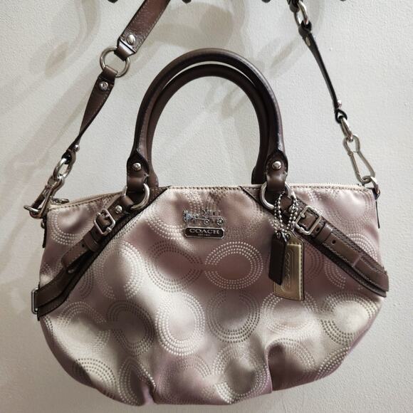 Coach Tan Brown Signature Op Art Satchel Bag - Picture 5 of 12